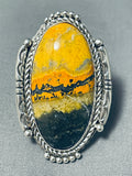 Breathtaking Native American Navajo Honeybee Jasper Sterling Silver Ring Signed-Nativo Arts