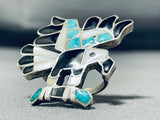 One Of The Best Vintage Native American Zuni Turquoise Eagle Sterling Silver Ring Oold-Nativo Arts