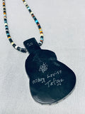Important Acoustic Guitar Santo Domingo Turquoise Sterling Silver Necklace-Nativo Arts