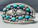 Fabulous Vintage Native American Navajo Pilot Mountain Turquoise Sterling Silver Bracelet-Nativo Arts