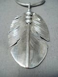 Tremendous Navajo Sterling Silver Feather Necklace Native American-Nativo Arts