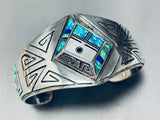 Native American One Of The Most Intricate Vintage Navajo Opal Sterling Silver Kachina Bracelet-Nativo Arts