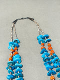 Native American Fabulous Vintage Kingman Turquoise Sterling Silver Necklace-Nativo Arts