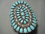 Colossal Vintage Native American Navajo Teardrop Turquoise Sterling Silver Bracelet-Nativo Arts