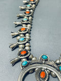 Paul Haley Vintage Native American Navajo Turquoise Sterling Silver Squash Blossom Necklace-Nativo Arts