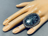 One Of The Finest Vintage Native American Navajo Spiderweb Turquoise Sterling Silver Ring-Nativo Arts
