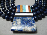 Native American One Of The Best Santo Domingo Lapis Sterling Silver Necklace-Nativo Arts