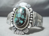 Detail Of Flanks Vintage Native American Navajo Domed Turquoise Sterling Silver Bracelet-Nativo Arts