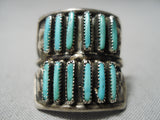 Marvelous Vintage Zuni Native American Needle Turquoise Sterling Silver Ring-Nativo Arts