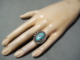 Terrific Vintage Native American Navajo Old Kingman Turquoise Sterling Silver Ring Old-Nativo Arts