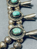 Women's Vintage Native American Navajo Royston Turquoise Sterling Silver Squash Blossom Necklace-Nativo Arts