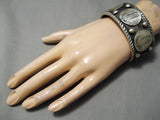 Heavy Thick Sturdy Native American Navajo Sterling Silver Coin Bracelet Cuff-Nativo Arts
