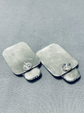 Important Kee Vintage Native American Navajo Lapis Sterling Silver Earrings-Nativo Arts
