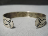 Marvelous Vintage Native American Navajo Turquoise Inlay Sterling Silver Bracelet Cuff-Nativo Arts