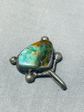 Marvelous Vintage Native American Navajo Pilot Mountain Turquoise Sterling Silver Pendant-Nativo Arts