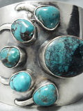 Huge Yazzie Turquoise Vintage Native American Navajo Sterling Silver Bracelet-Nativo Arts