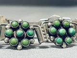 Native American Link Cerrillos Turquoise Vintage Navajo Sterling Silver Chain Bracelet-Nativo Arts