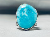 Tremendous Native American Navajo Kingman Turquoise Sterling Silver Ring-Nativo Arts