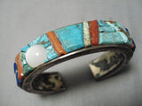 Museum Quality Vintage Native American Navajo 3d Inlay Sterling Silver Bracelet Cuff Old-Nativo Arts