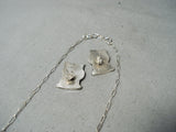 Fabulous Native American Zuni Mother-of-pearl Sterling Silver Necklace And Earring Set-Nativo Arts