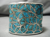One Of Best Vintage Zuni Native American Inlay Tuquoise Sterling Silver Bracelet-Nativo Arts