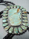 Xxl Signed Navajo Native American Royston Turquoise Sterling Silver Bolo Tie-Nativo Arts