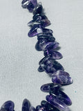 Chunky Incredible Vintage Native American Navajo Amethyst Sterling Silver Tube Necklace-Nativo Arts