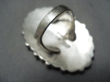 Justin Wilson Vintage Native American Navajo Blue Gem Turquoise Sterling Silver Ring Old-Nativo Arts