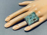 Important Vintage Native American Navajo Royston Turquoise Sterling Silver Inlay Ring-Nativo Arts