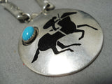 Important Quality Vintage Native American Navajo Turquoise Sterling Silver Necklace Old-Nativo Arts