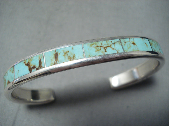 Outstanding Native American Zuni Cripple Creek Turquoise Sterling Silver Bracelet-Nativo Arts