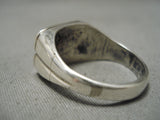 Thicker Vintage Native American Navajo Turquoise Inlay Sterling Silver Ring Old-Nativo Arts