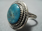 Amazing Vintage Native American Navajo Turquoise Sterling Silver Rope Ring Old-Nativo Arts