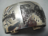 Important Peshlakai Heavy Vintage Native American Navajo Sterling Silver Bracelet-Nativo Arts