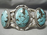 Opulent Vintage Native American Navajo Blue Diamond Turquoise Sterling Silver Bracelet Old-Nativo Arts