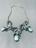 Choker Style Detailed Vintage Native American Navajo Turquoise Heishi Sterling Silver Necklace-Nativo Arts