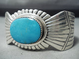 Phenomenal Vintage Native American Navajo Blue Gem Turquoise Sterling Silver Bracelet-Nativo Arts
