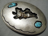 Important Very Early Vintage Native American Navajo Dan Jackson Turquoise Sterling Silver Buckle-Nativo Arts
