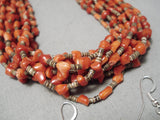 Native American Important Jose Coriz Santo Domingo Coral Sterling Silver Necklace-Nativo Arts