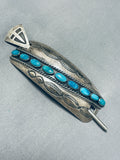Unbelievable Vintage Native American Navajo Turquoise Sterling Silver Barrette-Nativo Arts