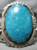 Important Vintage Native American Navajo Blue Carico Lake Turquoise Sterling Silver Bracelet Old-Nativo Arts