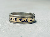 Beautiful And Detailed Vintage Native American Navajo Sterling Silver Gold Animal Ring-Nativo Arts