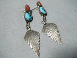 Marvelous Vintage Native American Navajo Sleeping Beauty Turquoise Sterling Silver Earrings Old-Nativo Arts