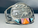 One Of The Most Unique Vintage Native American Zuni Turquoise Inlay Sterling Silver Bracelet-Nativo Arts
