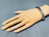 Delicately Hand Carved Intricate Vintage Native American Navajo Sterling Silver Bracelet-Nativo Arts