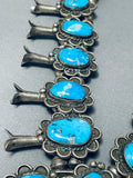 Rare Turquoise Vintage Native American Navajo Sterling Silver Squash Blossom Necklace-Nativo Arts