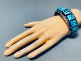 Ben Duboise Vintage Native American Navajo Turquoise Squares Sterling Silver Bracelet-Nativo Arts