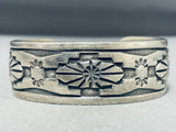 Incredible Vintage Native American Navajo Sterling Silver Bracelet Signed John Begay-Nativo Arts