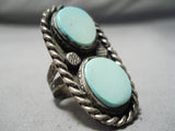 Marvelous Vintage Native American Navajo Turquoise Sterling Silver Ring Old-Nativo Arts