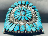One Of The Best Ever Vintage Native American Navajo Turquoise Cluster Sterling Silver Bracelet-Nativo Arts